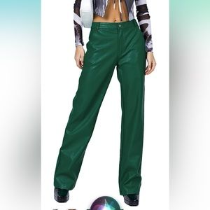 Woman Faux Leather High Waist Straight Pant (M). Never worn